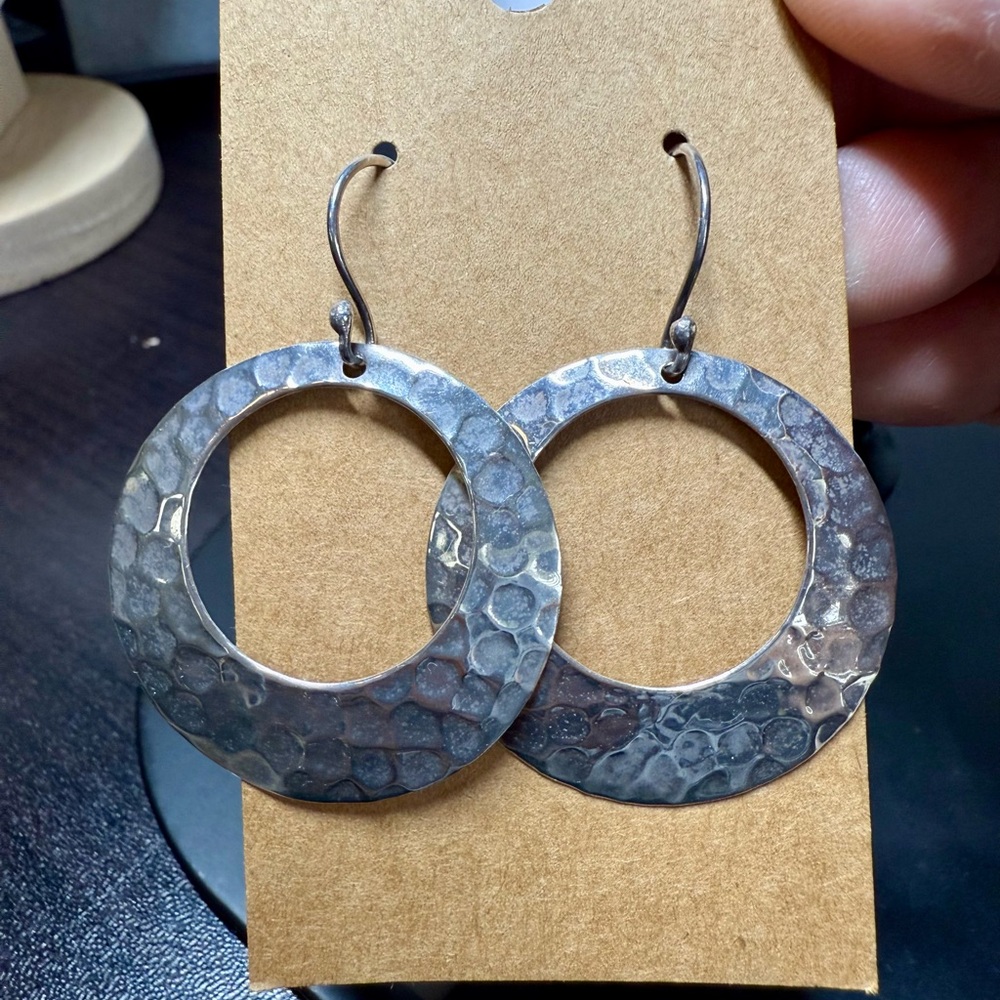 Hammered Sterling Silver Hammered Hoop Earrings